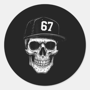 67 Skull Halloween Brainrot Meme Six Seven Kids Sk Classic Round Sticker