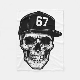 67 Skull Halloween Brainrot Meme Six Seven Kids Sk Fleece Blanket