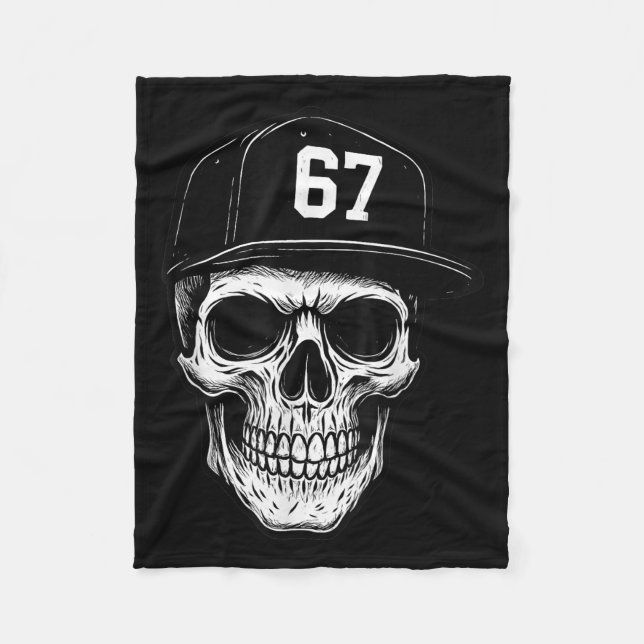 67 Skull Halloween Brainrot Meme Six Seven Kids Sk Fleece Blanket (Front)