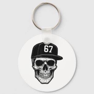 67 Skull Halloween Brainrot Meme Six Seven Kids Sk Key Ring