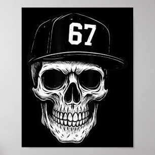 67 Skull Halloween Brainrot Meme Six Seven Kids Sk Poster