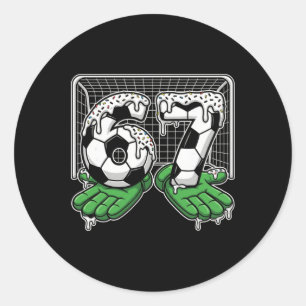 67 Soccer Ball Goalie Net And Gloves For Players _ Classic Round Sticker