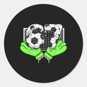 67 Soccer Ll Goalie Net And Gloves For Players _3 Classic Round Sticker