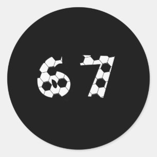 67 Soccer Ll Pattern Sports Number Graphic Design Classic Round Sticker