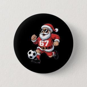 67 Soccer Santa Design For Christmas Sports Fans 6 Cm Round Badge