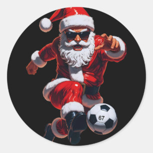 67 Soccer Santa Six Seven Meme Christmas Sport Men Classic Round Sticker
