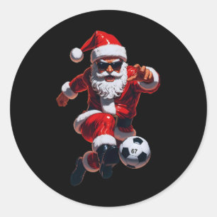 67 Soccer Santa Six Seven Meme Christmas Sport Men Classic Round Sticker