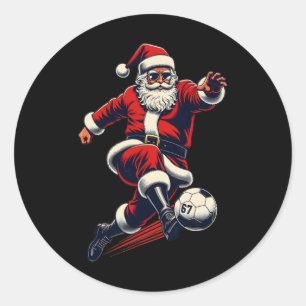 67 Soccer Santa Six Seven Meme Christmas Sport Men Classic Round Sticker