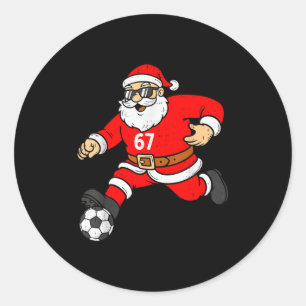 67 Soccer Santa Six Seven Meme Christmas Srt Men B Classic Round Sticker