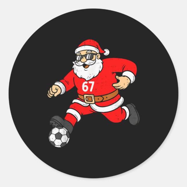 67 Soccer Santa Six Seven Meme Christmas Srt Men B Classic Round Sticker (Front)