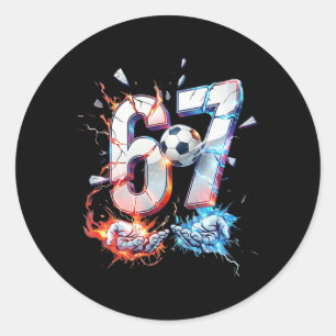 67 Soccer Six Seven Soccer 6 7 Kids Boys Girls Fun Classic Round Sticker