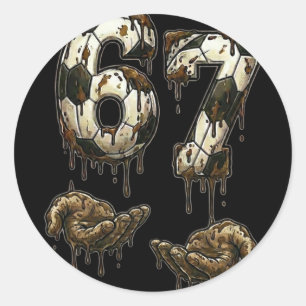 67 Soccer Six Seven Soccer 6 7 Kids Boys Girls Fun Classic Round Sticker
