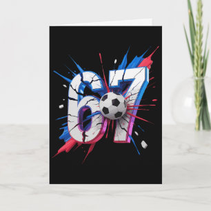 67 Soccer Smash Number Sixty Seven Impact Birthday Card