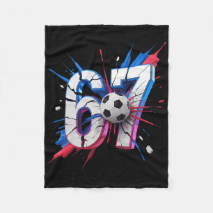 67 Soccer Smash Number Sixty Seven Impact Birthday Fleece Blanket
