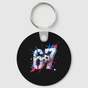 67 Soccer Smash Number Sixty Seven Impact Birthday Key Ring