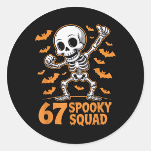 67 Spooky Squad Halloween Skeleton 6 7 Meme Six Se Classic Round Sticker