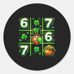 67 st patrick 6 7 tic tac toe six seven 6-7 meme classic round sticker