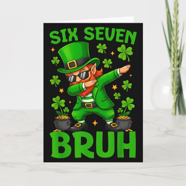67 St Patricks Day Funny Six Seven Meme Leprechaun Card (Front)
