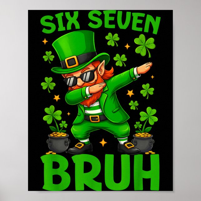 67 St Patricks Day Funny Six Seven Meme Leprechaun Poster (Front)