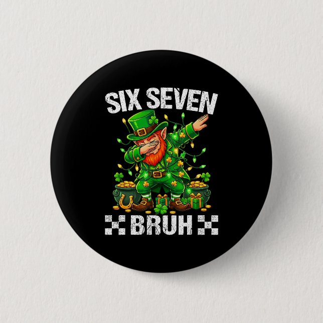 67 St Patricks Funny Six Seven Meme Leprechaun Boy 6 Cm Round Badge (Front)