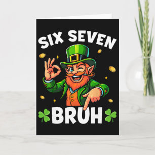 67 St Patricks Funny Six Seven Meme Leprechaun Boy Card