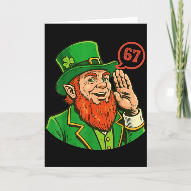 67 St Patricks Funny Six Seven Meme Leprechaun Boy Card (Front)
