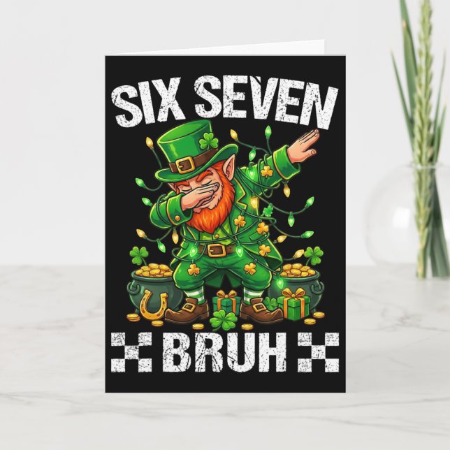 67 St Patricks Funny Six Seven Meme Leprechaun Boy Card (Front)