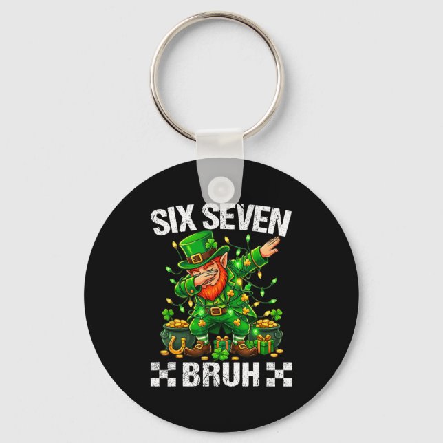 67 St Patricks Funny Six Seven Meme Leprechaun Boy Key Ring (Front)