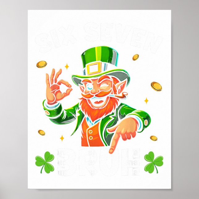 67 St Patricks Funny Six Seven Meme Leprechaun Boy Poster (Front)