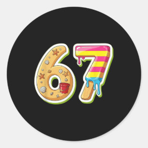 67 Summer Beach Ice Cream Sand Design Classic Round Sticker