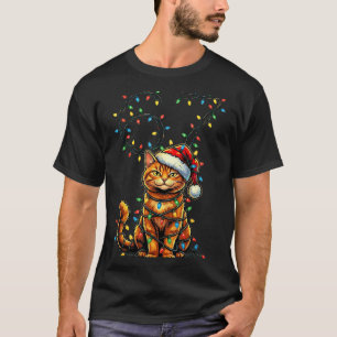67 Tabby Orange Cat Christmas Santa Hat Six Seven T-Shirt
