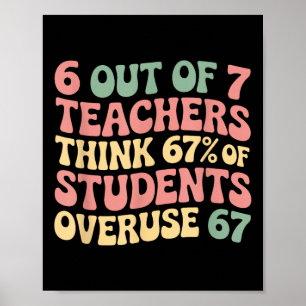 67 Teacher 6 7 Overuse Six Seven Meme Funny  Poster
