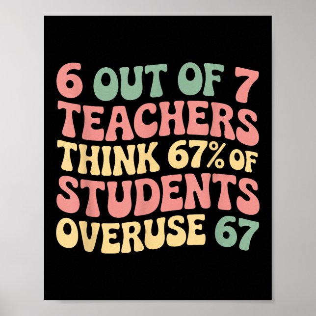 67 Teacher 6 7 Overuse Six Seven Meme Funny  Poster (Front)