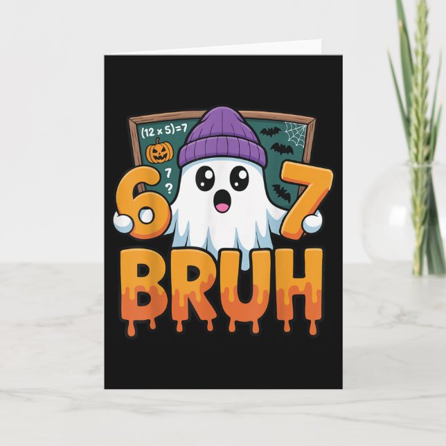 67 Teacher Ghost Six Seven Meme Math Equation Bruh Card (Front)