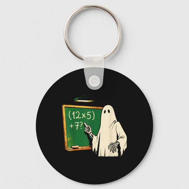 67 Teacher Halloween Ghost Six Seven Meme Brainrot Key Ring (Front)