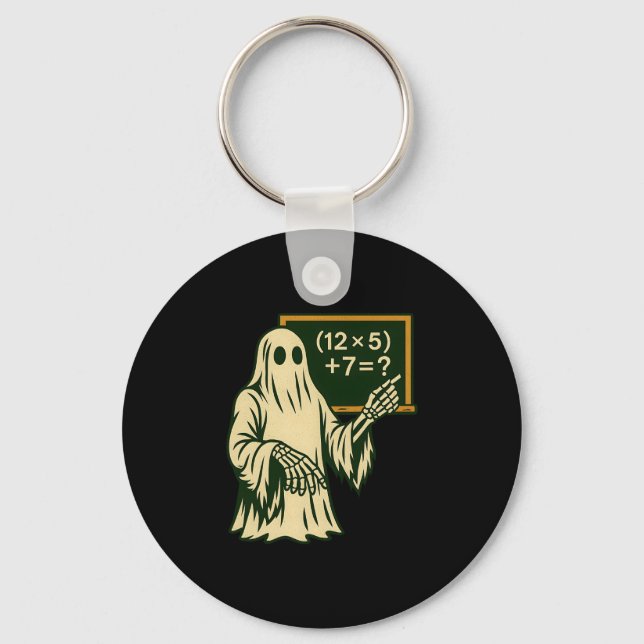 67 Teacher Halloween Ghost Six Seven Meme Brainrot Key Ring (Front)