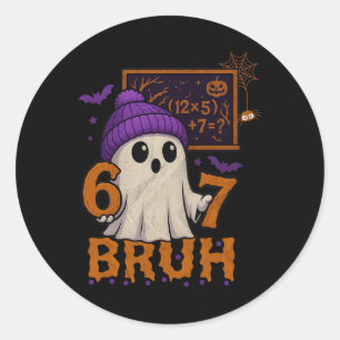 67 Teacher Halloween Ghost Six Seven Meme Math Equ Classic Round Sticker