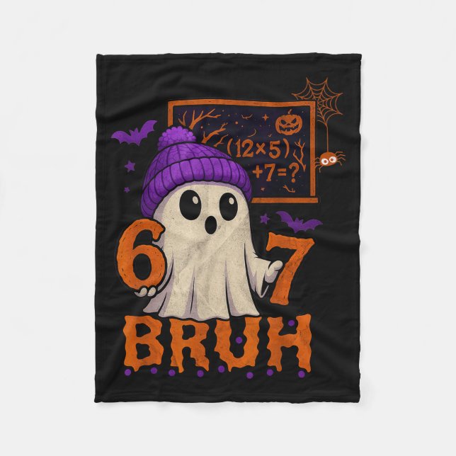 67 Teacher Halloween Ghost Six Seven Meme Math Equ Fleece Blanket (Front)