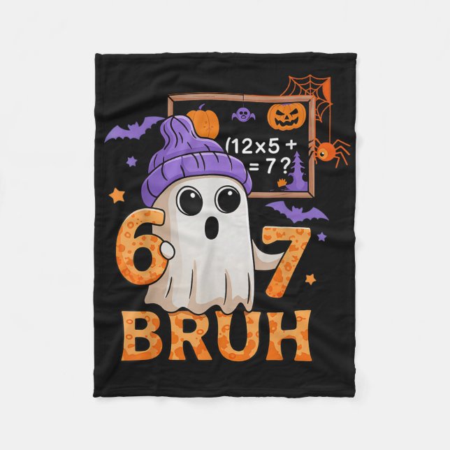 67 Teacher Halloween Ghost Six Seven Meme Math Equ Fleece Blanket (Front)