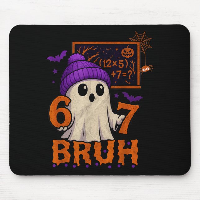 67 Teacher Halloween Ghost Six Seven Meme Math Equ Mouse Pad (Front)