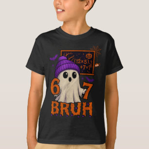 67 Teacher Halloween Ghost Six Seven Meme Math Equ T-Shirt