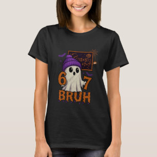 67 Teacher Halloween Ghost Six Seven Meme Math Equ T-Shirt