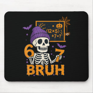 67 Teacher Halloween Skeleton Six Seven Meme Brain Mouse Pad