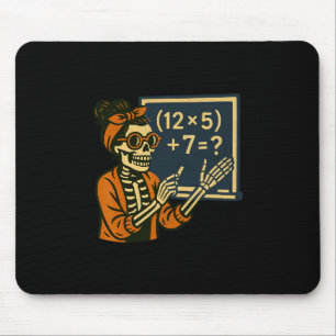 67 Teacher Halloween Skeleton Six Seven Meme Brain Mouse Pad