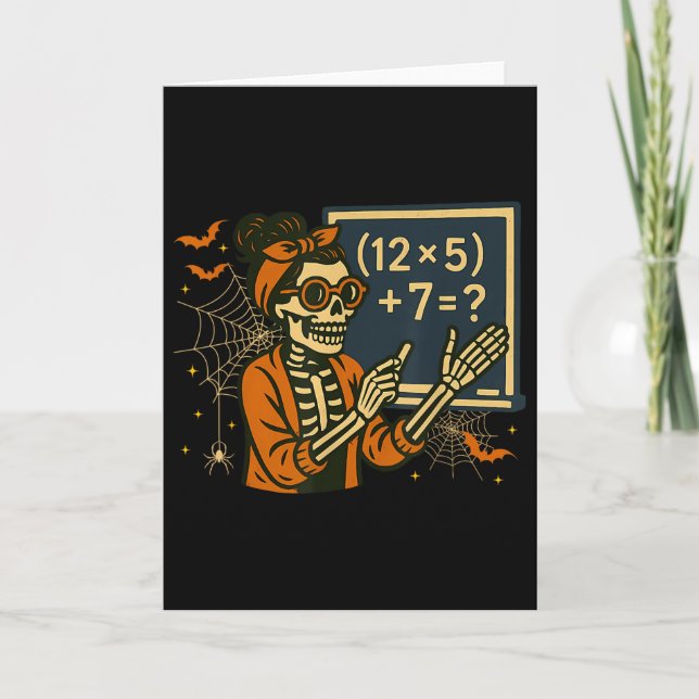 67 Teacher Halloween Skeleton Six Seven Meme Math  Card (Front)