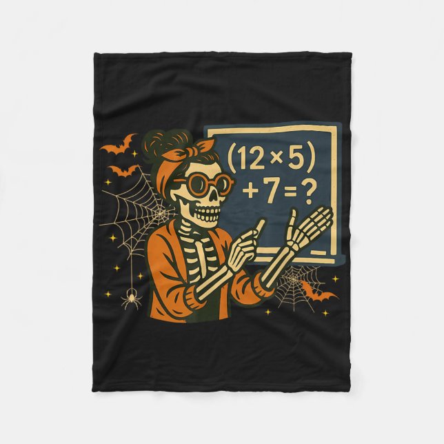 67 Teacher Halloween Skeleton Six Seven Meme Math  Fleece Blanket (Front)
