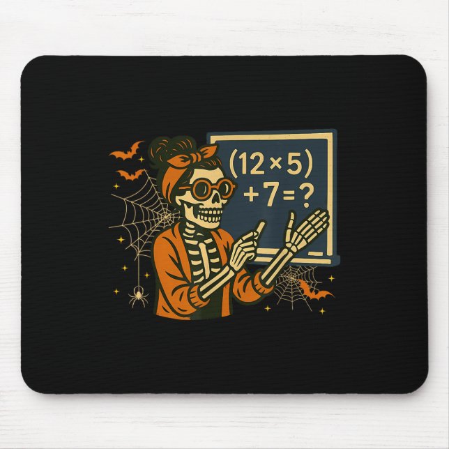 67 Teacher Halloween Skeleton Six Seven Meme Math  Mouse Pad (Front)