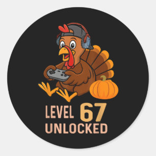 67 Thanksgiving Boys Turkey Gamer Six Seven Meme G Classic Round Sticker