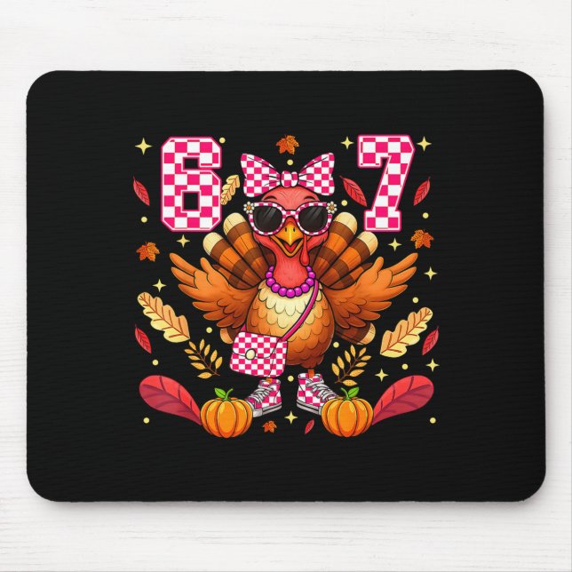 67 Thanksgiving For Women 6 7 Six Seven Meme Leopa Mouse Pad (Front)