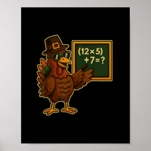 67 Thanksgiving Funny Turkey Math Teacher Six Seve Poster